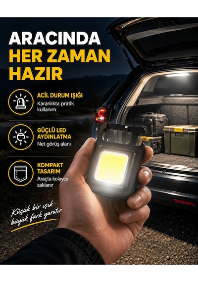 Süper Parlak 800 Lümen Led Fener Usb Şarjlı, 3 Işık Modlu, Mini Taşınabilir Ve Anahtarlık Tipi A