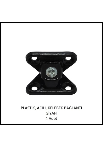 Plastik, Açılı, Kelebek Bağlantı 40 Mm, Siyah 4 Adet