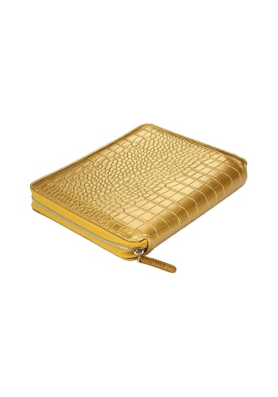 Victoria Journals Croco Zipperfolder Noktalı Organizer - Defter Altın 14.8x21cm