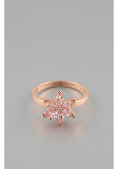 Çekirdekjewelry 925 Ayar Gümüş Ayarlanabilir Pembe Taşlı Lotus Yüzük Pembe