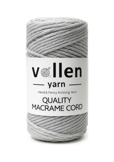 Taranan Makrome Ipi, 3mm Tek Büküm,makrome Örgü Ipi, Taranabilir Pamuk Makrome, Gri