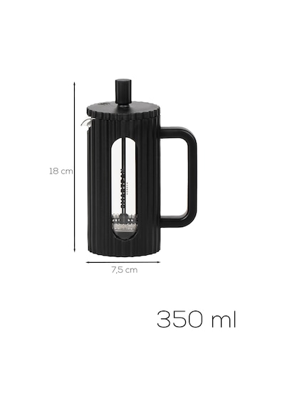 Porsima Smartpan Bv093 French Press Paslanmaz Çelik Süzgeçli Cam Bitki Çayı Demliği Kahve Presi - 350 Ml Siyah