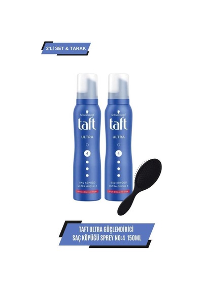 Taft Ultra Güçlendirici 150 Ml Saç Köpüğü X 2 Adet+tarak set-hnkl-5192-6301
