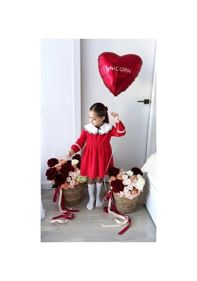 Unicornkids Kırmızı Keten Elbise Kırmızı Kırmızı