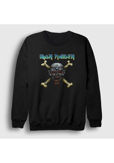 Presmono Unisex Skull Iron Maiden Sweatshirt Siyah