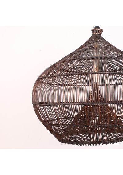 Atlas Doğal Rattan Avize 60x70 Cm Siyah