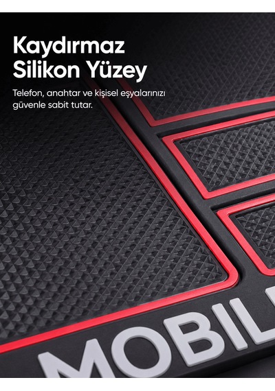 Çok Bölmeli Araç İçi Organizer Mat Kaydırmaz Silikon Telefon Tutu