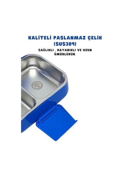 Bento 1030ml Lunchbox Sonic Lisanslı Tek Katlı 2 Bölmeli Paslanmaz Çelik Sefer Tası Yemek Kutu