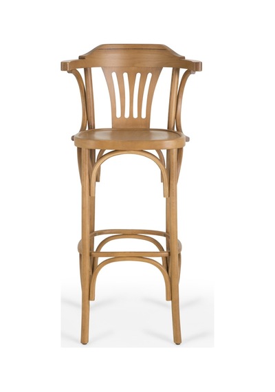Thonet Kolçaklı Ahşap Bar Sandalyesi Natural