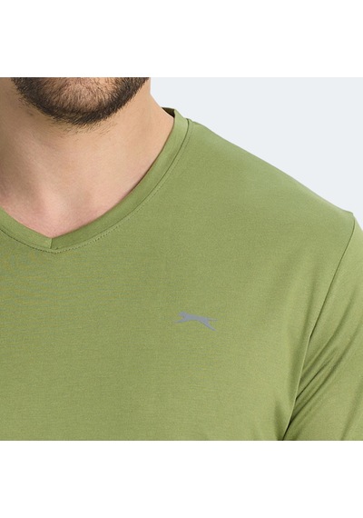 Slazenger KRAKKER Erkek V Yaka Açık Yeşil Tişört