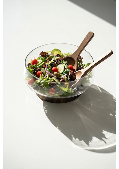 Bosco Akasya Salata Servis Kasesi & Çatal Kaşık - 4300 Ml Şeffaf