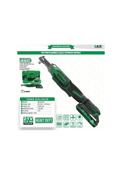 Akülü Darb.açılı Som.sık. 120 Nm Rb-jb120a Haispro