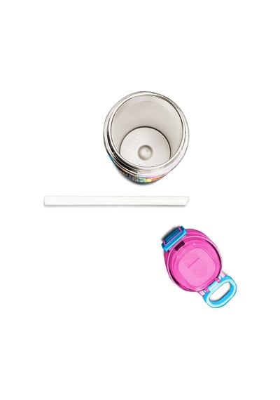 Coral High Kids Gri Mavi Pembe Anime Desenli Pipetli Ve Direkt İçim Çelik Termos 500 Ml 31943 Gri - Mor