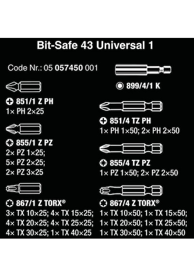 Wera Bits Seti Bit-Safe 43 Universal 1 05057450001