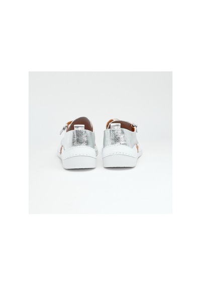 Derinet Günlük Hakiki Deri Kadın Sneaker Gümüş Gümüş