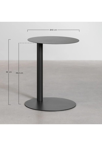 Paledin Design Magna Yan Sehpa Modern Yuvarlak Çelik Koltuk Yanı Sehpası Granit Grisi 40x40x50 Cm Beyaz
