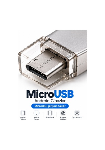 4in1 128gb Flash Bellek Usb Type-c Lightning Microusb Çoklu Girişli Taşınabilir Usb Bellek - Lisinya