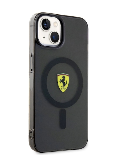 Apple iPhone Uyumlu 14 Plus Kılıf Ferrari M-safe Şarj Özellikli Yarı Transparan Dizayn Kapak