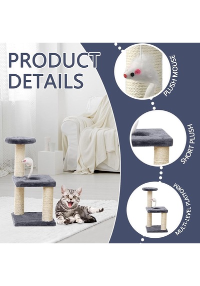 Sisal Tırmalama Kutuplu Küçük Kedi Ağacı, Kapalı Kediler İçin Kedi Oyuncakları, Kedi İnteraktif Oyuncaklı Ked