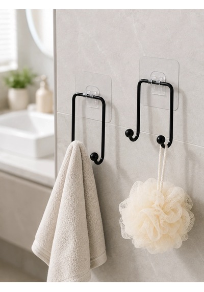 Mey İthalat 2'li Yapışkanlı Duvar Askısı Mutfak Banyo Ve Ev İçin Askılık Çok Renkli