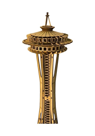 Algwooddesign Space Needle Ahşap Maket Seti 321 Parça Dıy 3d Puzzle Seattle Kulesi Koleksiyoner Modeli