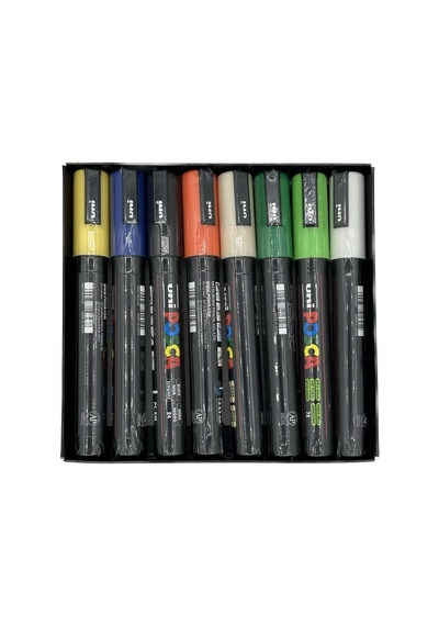 Uni Poster Markörü Posca Pc-5m/7+1 Karışık Renkler 8 Adet Çok Renkli