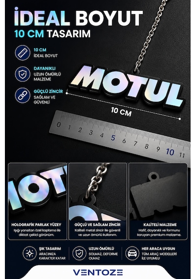 Motul Araç Ayna Süsü Holografik Dekoratif Oto Aksesuar Anahtarlık 10 Cm Çok Renkli