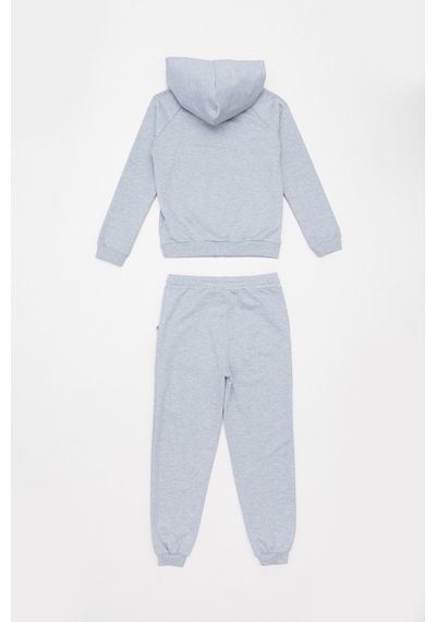 Fullamoda Kapüşonlu Fermuarlı Unisex Çocuk Eşofman Takımı 25mcck4584131778-gri Gri