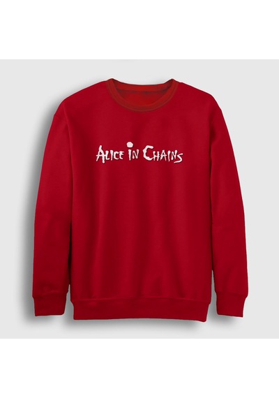 Presmono Unisex Alice In Chains Sweatshirt Kırmızı