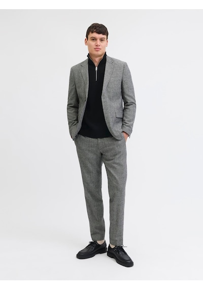 Jack & Jones Jprblamılano Stıtch Knıt Half Zıp Sn Black Black