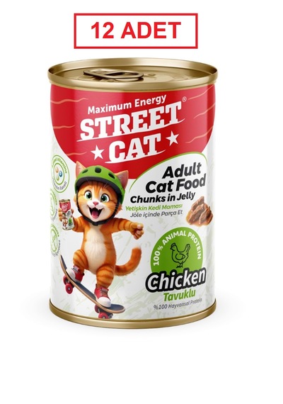Street Cat Chunks İn Jelly Tavuk Etli Kedi Konserve 400gr 12li