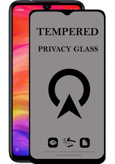 Xiaomi Redmi Note 7 ile Uyumlu Tam Kaplayan Privacy Hayalet Temperli Ekran Koruycu Cam