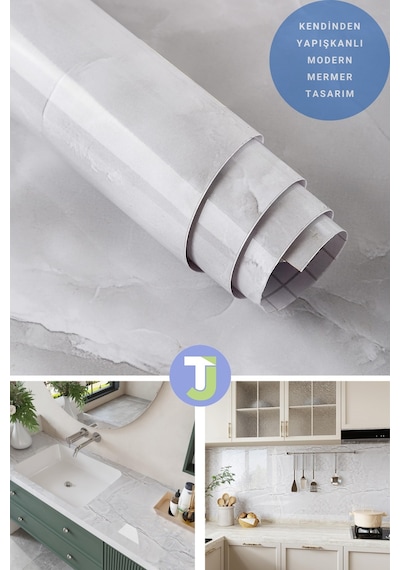Technojet Kendinden Yapışkanlı Mermer Desen Folyo Mutfak Banyo Tezgah Duvar Masa Kaplama 60cmx100cm 001