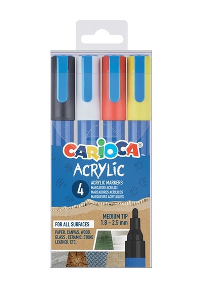 Carioca Akrilik Paint Marker Su Bazlı Bullet Uç 4'lü Çoklu