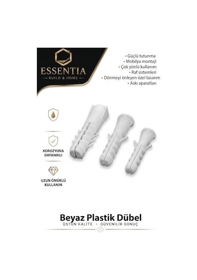 10 Mm Beyaz Plastik Dübel 100 Lü Duvar Ve Beton Uyumlu Çoklu Renk