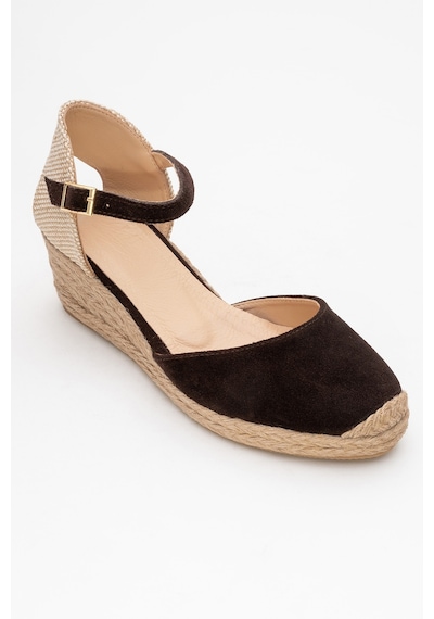 Luvishoes Luvi Shoes Aldea Kahverengi Süet Hakiki Deri Kadın Dolgu Topuk Sandalet Kahverengi