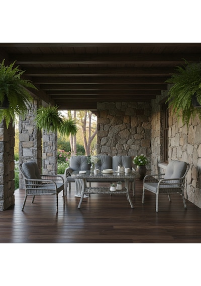 Capri Swing Pisa Üçlü Rattan Bahçe Balkon Oturma Grubu Gri 800