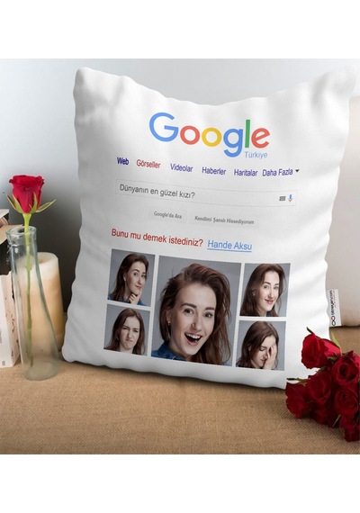 Kişiye Özel Google Fotoğraflı Dünyanın En Güzel Kızı Yastık-1