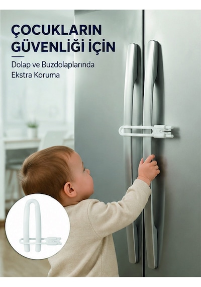 4 Adet Dolap Kapak Kilidi Ev İçi Güvenlik İçin Pratik Koruma Seti Yeni Nesil Sarı