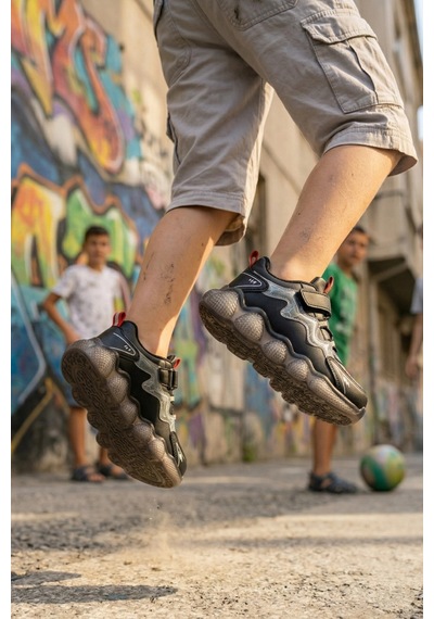 In Step Thunder Işıklı Görünümlü Ortopedik Tabanlı Erkek Çocuk Spor Ayakkabı Siyah
