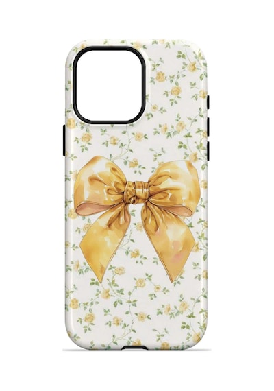 Velvoria Valestra Golden Floral Bow Apple iPhone Uyumlu 15 Pro Darbe Korumalı Kılıf Valestra Select - Golden Floral Bow