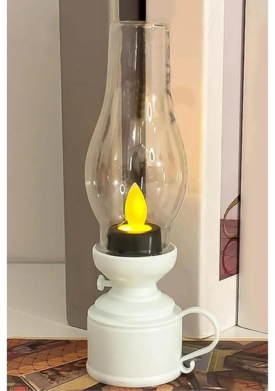 Dekoratif Eski Gaz Görünümlü Led Mum Lamba Alev Efektli Dekor Lamba 18 Cm Diğer