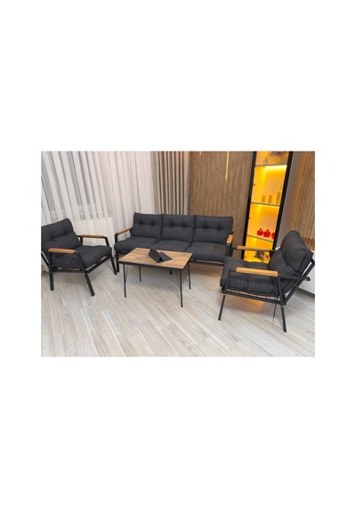 Houseart Balkon, Bahçe,teras,cafe - Salon - Metal Kanepe Koltuk Takımı - 3 1 1 Sehpa Antrasit Houseart Balkon, Bahçe,teras,cafe - Salon - Metal Kanepe Koltuk Takımı - 3 1 1 Sehpa Antrasit