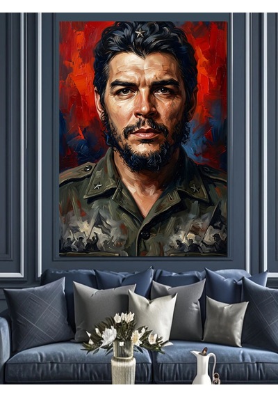 Che Guevara Karizmatik Portre Çalışması Dekoratif Kanvas - Mdf Ahşap Tablo