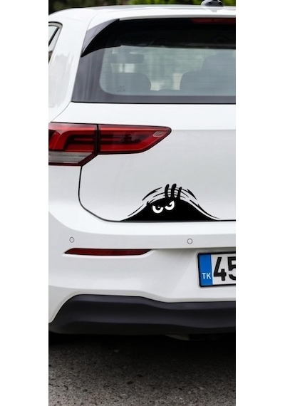 Tr Oto Sticker Siyah Peeking Monster Araba Sticker, Komik Göz Tasarımlı Vinil Çıkartma, Araç Gövde Dekorasyon Diğer