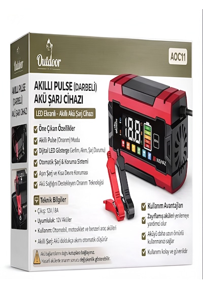 12v/8a Pulse Onarım Modlu Akü Şarj Cihazı Dijital Göstergeli Akıllı Akım Korumalı - Kış/yaz