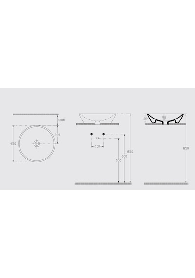 İsvea Sistemay Soft Tezgahüstü Lavabo Çap 45 CM 10Sy66045Sv