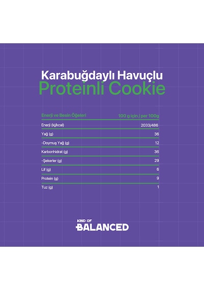 Glütensiz Havuçlu Cevizli Karabuğdaylı Proteinli Cookie 50 Gr