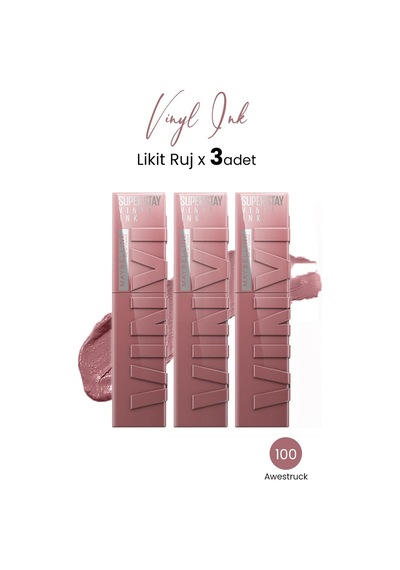 Maybelline New York Super Stay Vinyl Ink Likit Ruj 110 Awestruck 3 Adet