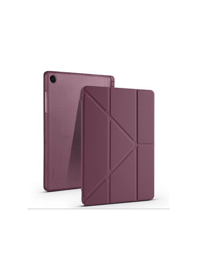 Maks Technology Galaxy Uyumlu Tab A11 Plus Kılıf Mkst Tri Folding Kalem Bölmeli Standlı Kılıf - Koyu Mor Tablet Kılıfı